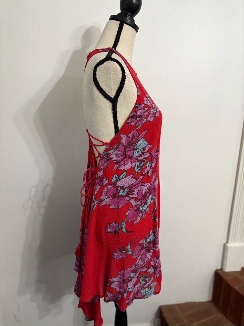 Free People paint the sun red boho side tie dress Small - Picture 7 of 9